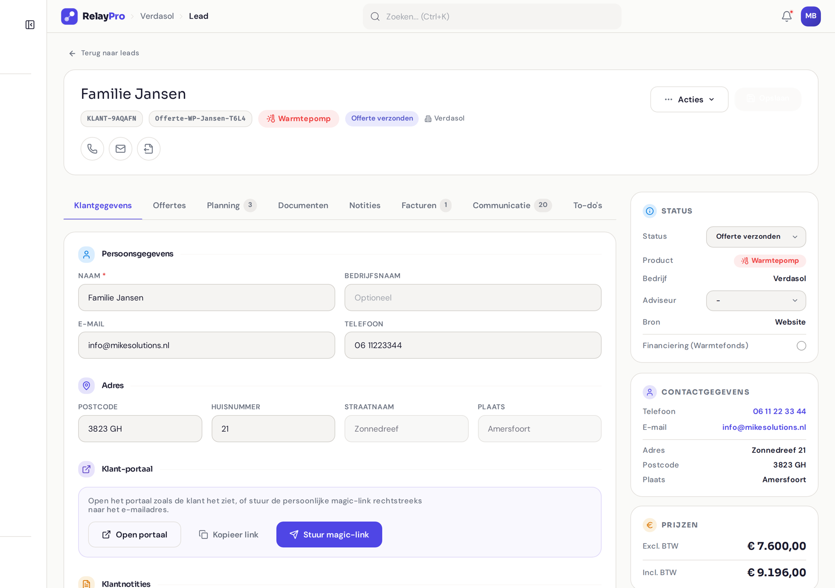 Lead met live ROI in RelayPro
